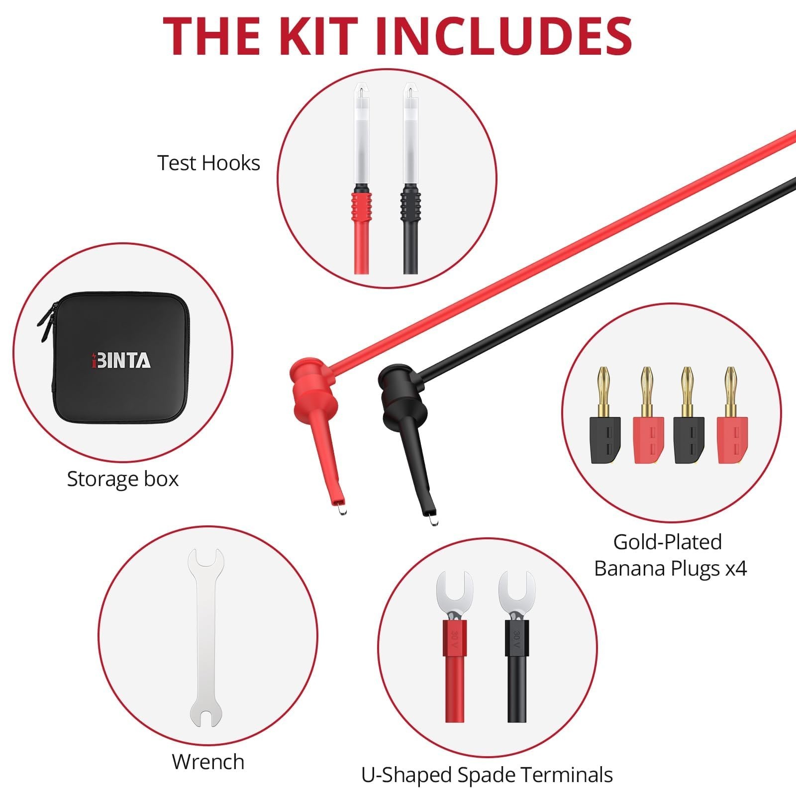 28PCS Silicone Multimeter Leads Kit - Replaceable Probes, Alligator Clips & Stor