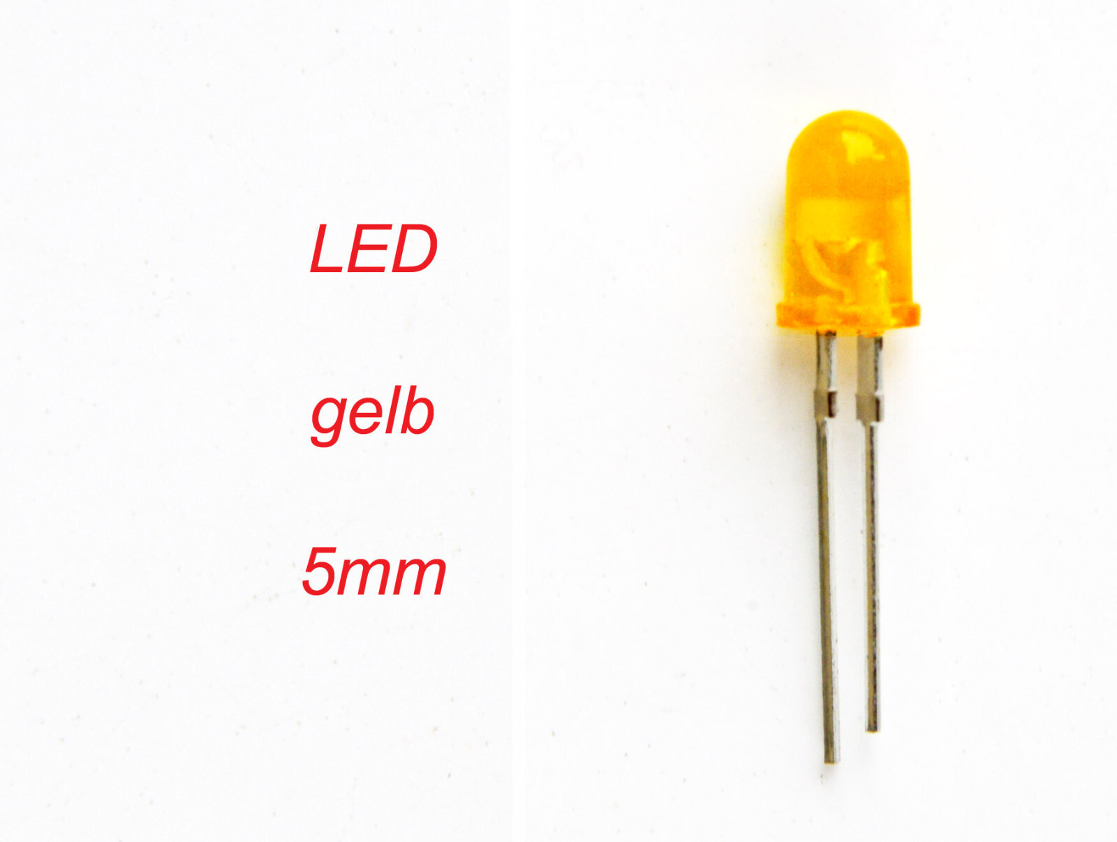 Illuminated diodes, LED yellow, 5mm, 10 pieces.