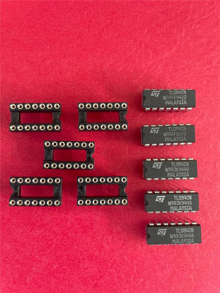 TL084CN TL084 QUAD JFET OPERATIONAL AMPLIFIER 14 PIN DIP ( Qty 5 )  & SOCKETS