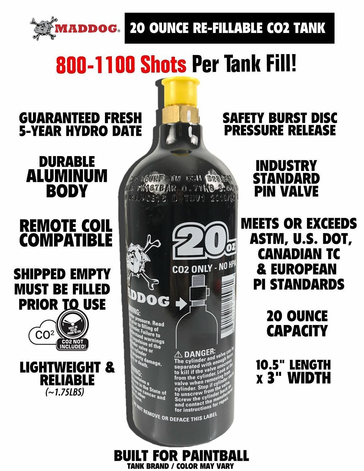 Maddog Tippmann Stormer Tactical Protective CO2 Paintball Gun Starter Pack