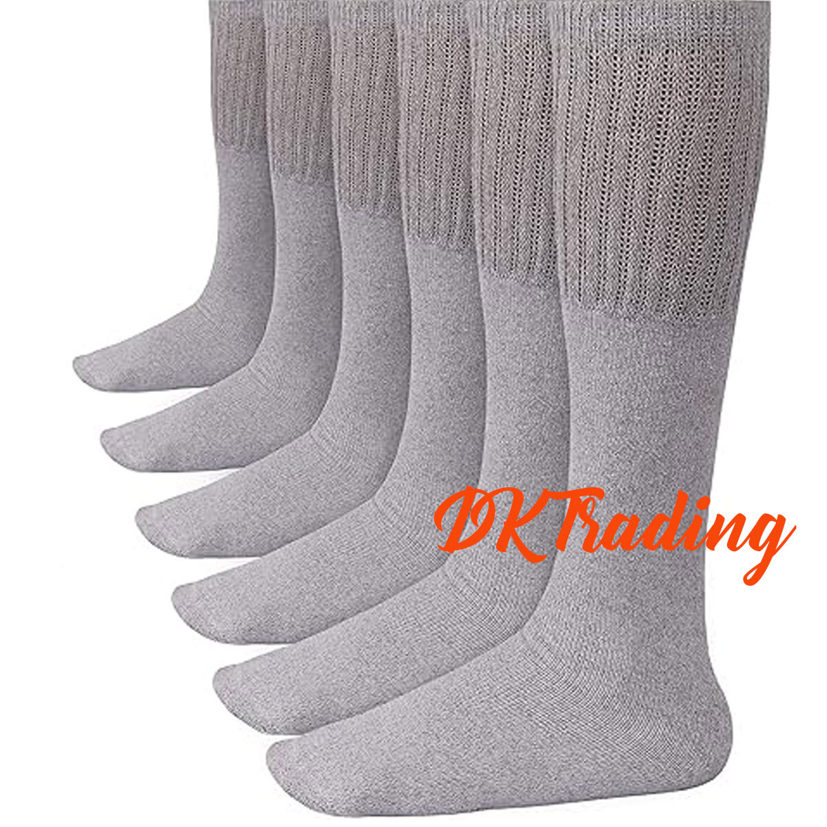4-12 Pairs Men's Gray Tube Socks Over The Calf Sport Cotton Socks Big &Tall 25"