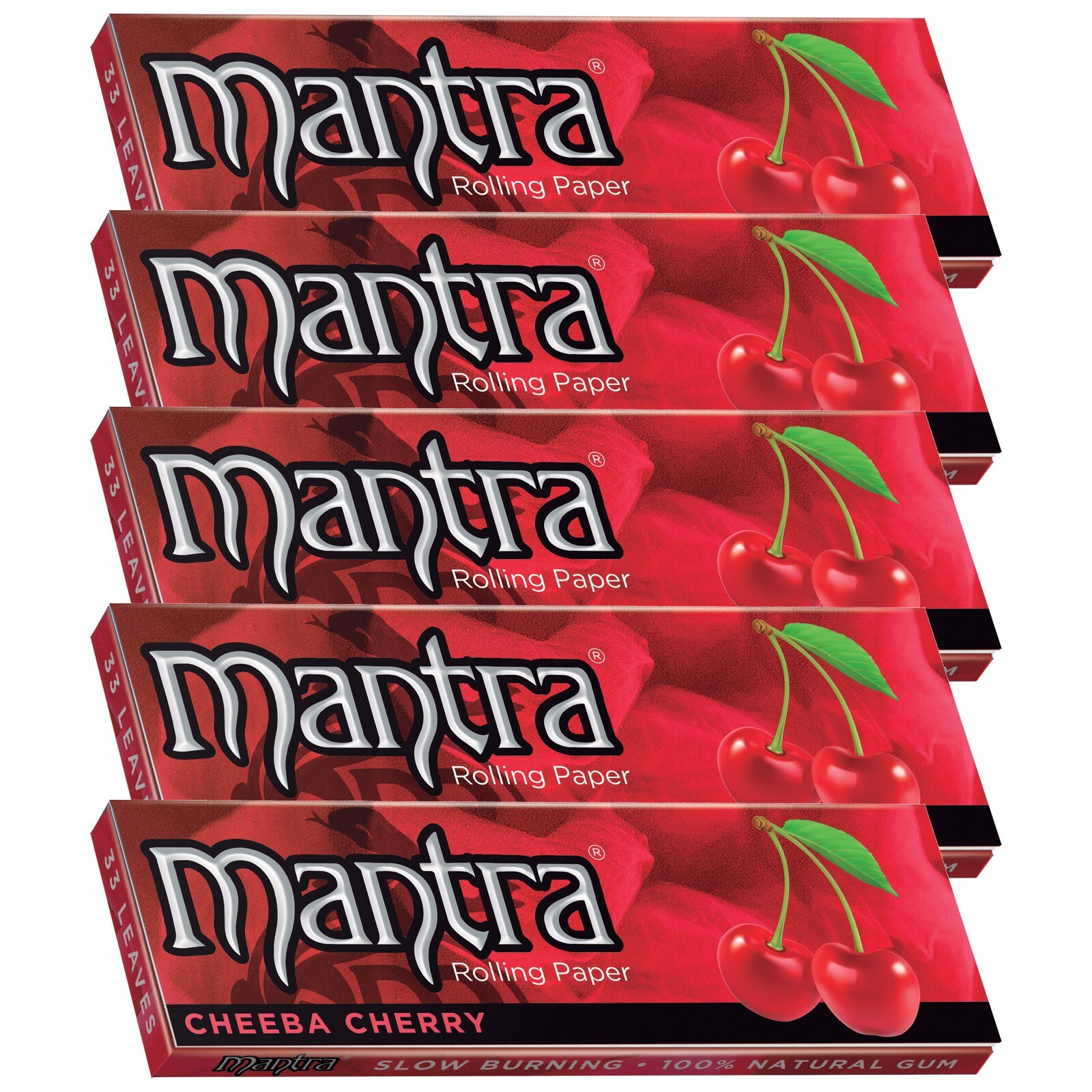 Mantra Papers Cherry Flavored Rolling Paper 33 Leaves Each (5 Booklets)