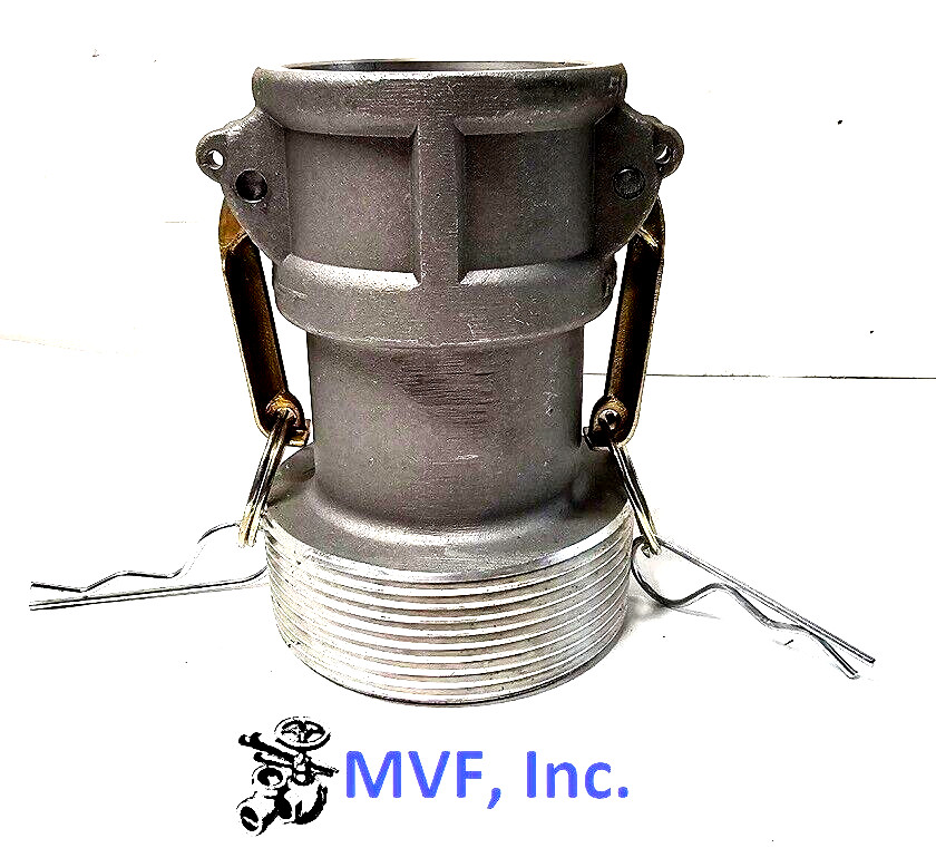 2" Female Coupler x 3" Male NPT Type BR Aluminum Hose Camlock Part BR2030AL