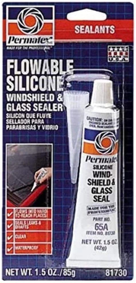 Permatex 81730 Flowable Silicone Windshield and Glass Sealer, 1.5 oz. Exp. 2025