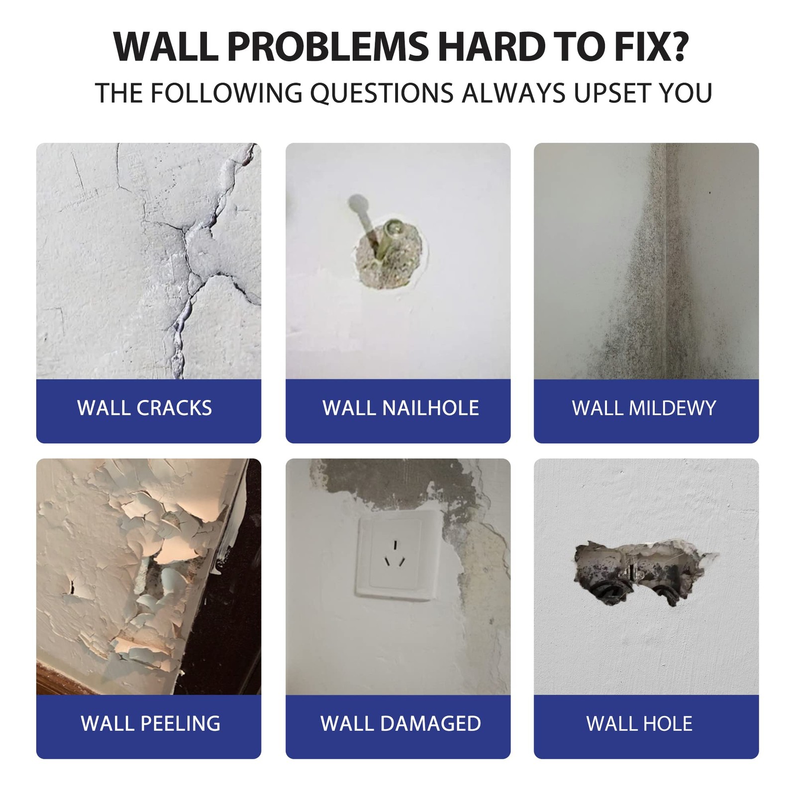 Drywall Repair Kit,2 Pack Wall Mending Agent,Wall Spackle with Scraper, White