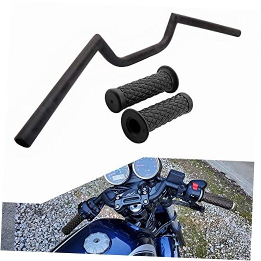 Motorcycle 7/8'' 22MM Handlebar with Rubber Handlebar black bar + black grips
