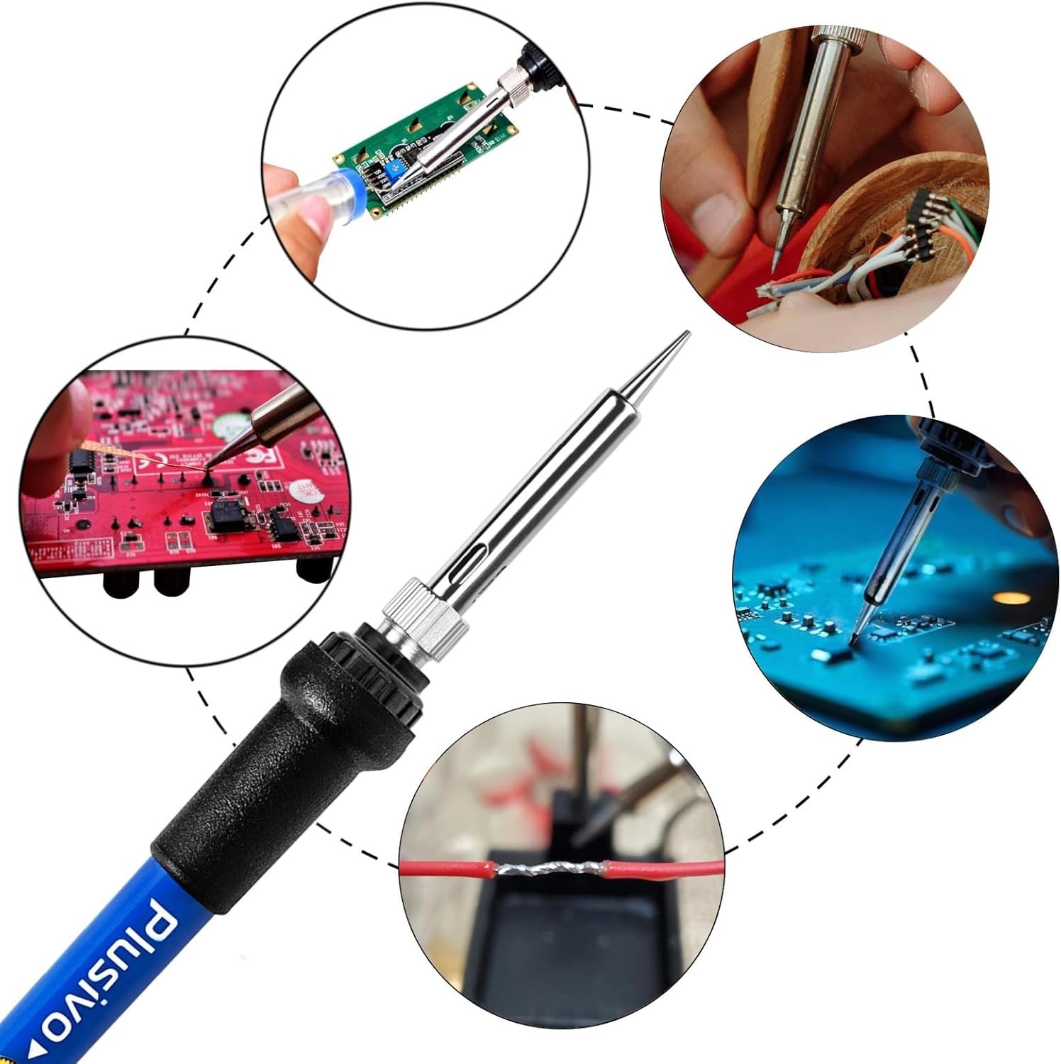 60W Adjustable Soldering Iron Kit - 5-in-1 Electronics Repair Starter Set
