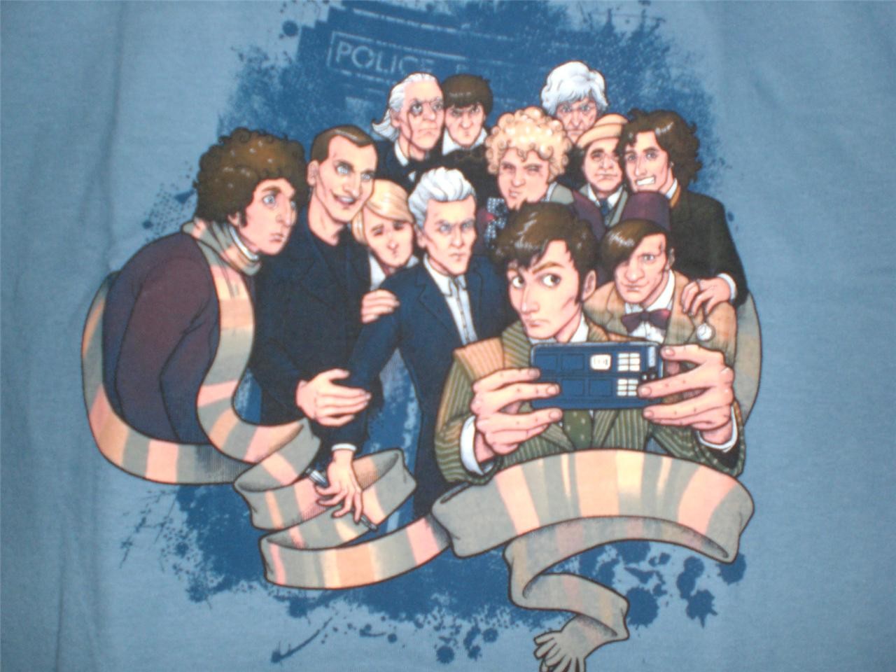TeeFury Doctor Who XLARGE "Doctor Selfie" Doctor Who Tribute SLATE