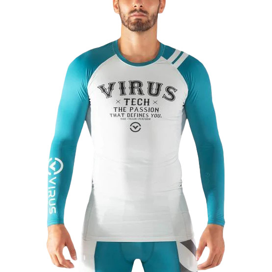 VIRUS ECO45 MEN'S FLY RASHGUARD LONGSLEEVE SHIRT - BAY BLUE/WHITE