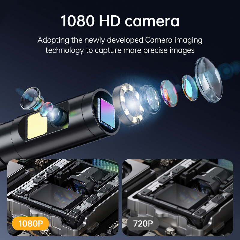 Endoscope Camera with Lights Dual Lens Borescope 16.4FT Cable 4.3" Screen 1080P