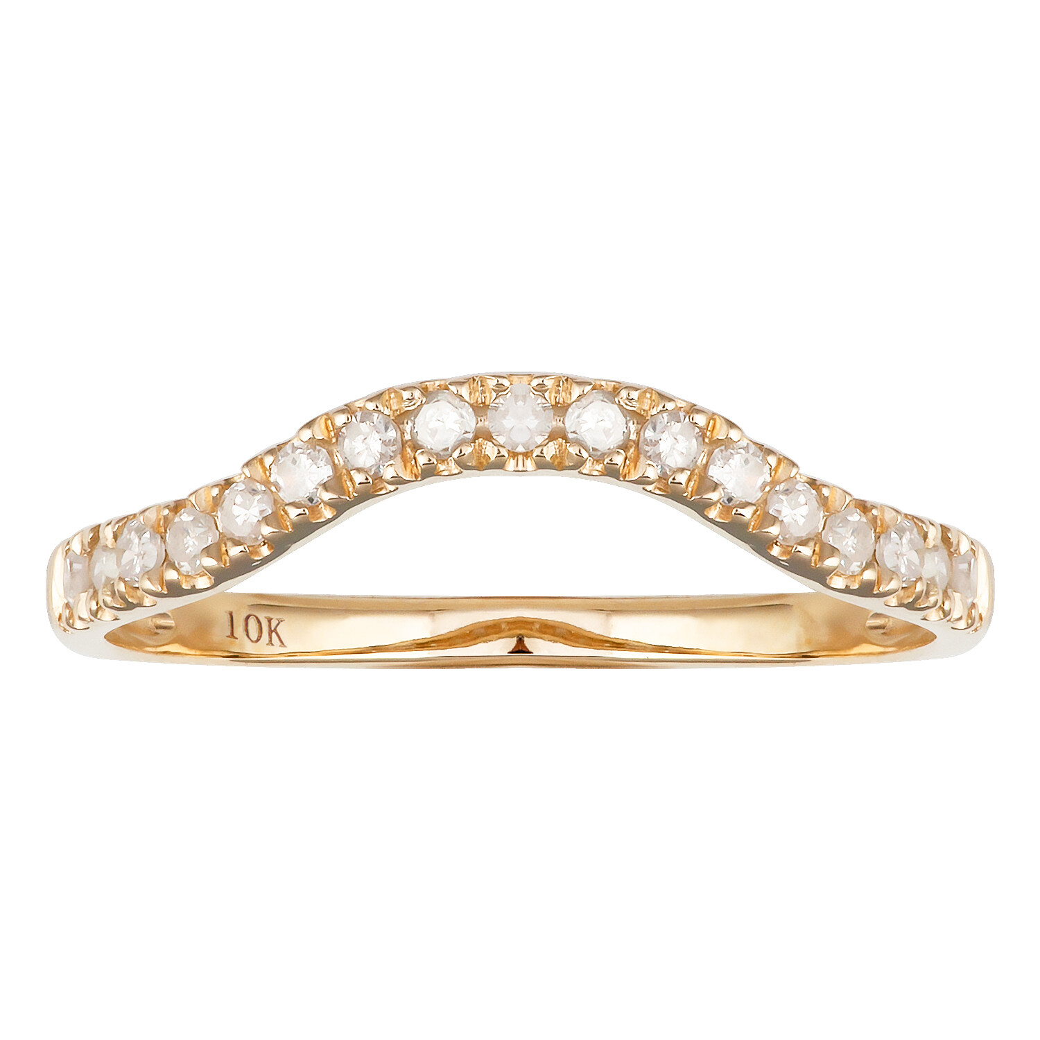Yellow Gold 1/4ct Curved Diamond Band Guard (G-H, I1-I2)