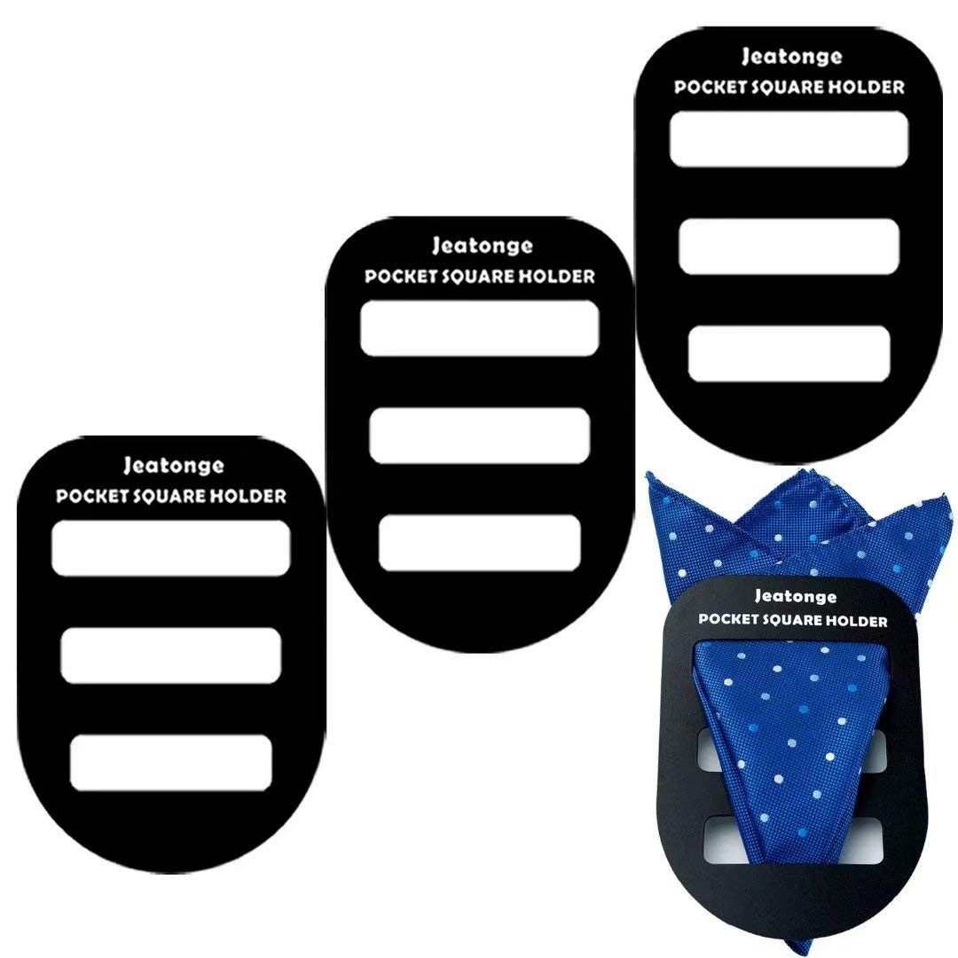 Jeatonge Pocket Square Holder for men (3 Pcs) One Size, Black