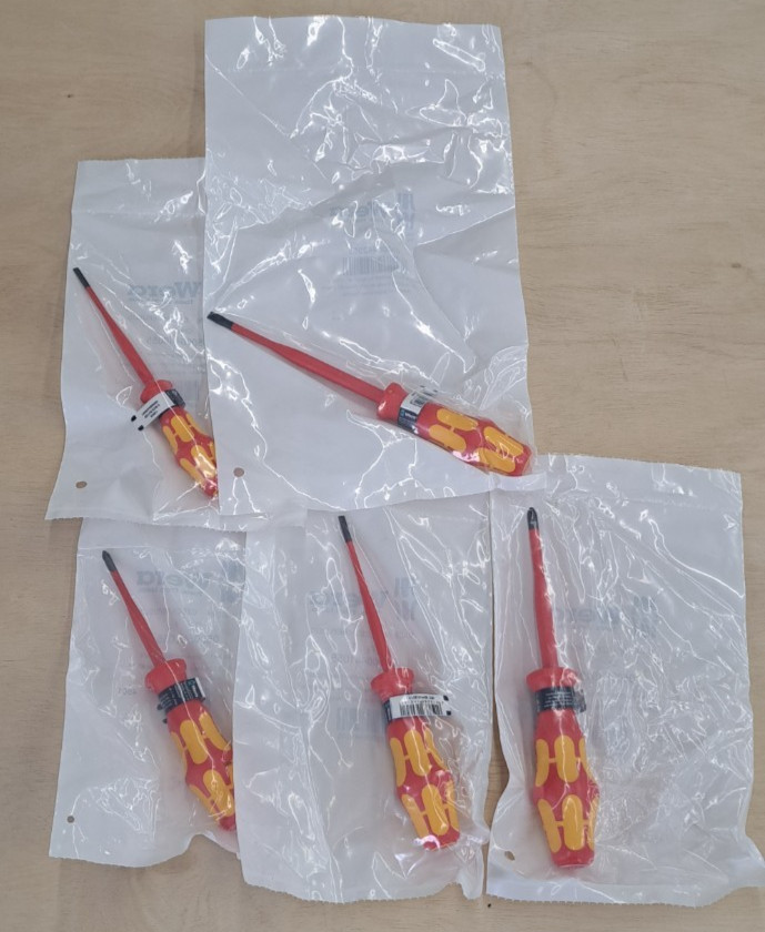 Brand New, Lot of (5) Wera Kraftform Plus 1000V Insulated Screwdrivers