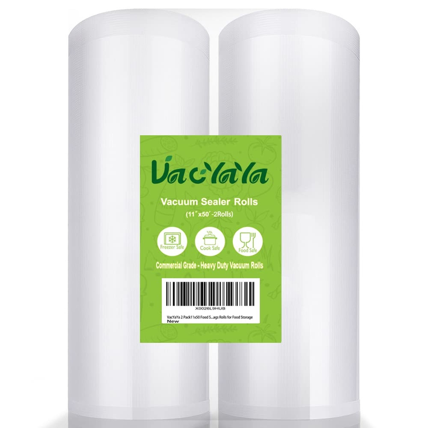 VacYaYa 2 Pack 11x50 (Total 100 feet) Vacuum Sealer Bags Rolls with BPA Free ...