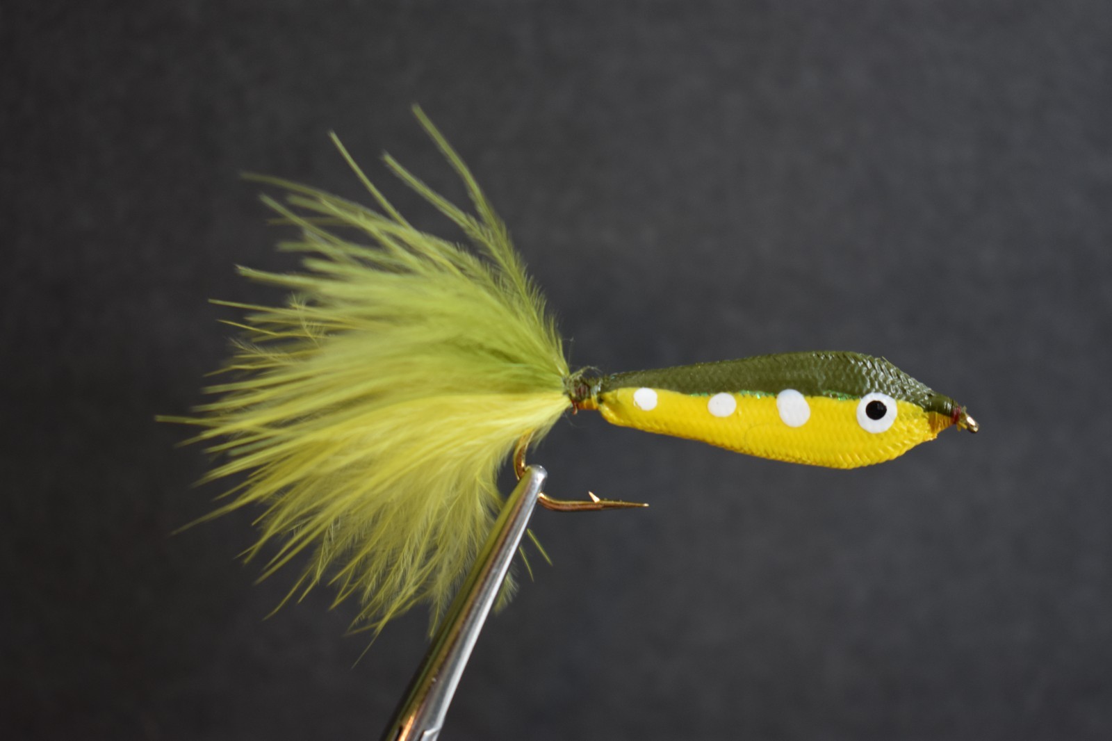Olive & Yellow w/ White Spots EPOXY MINNOW Nymph Fishing Flies 1 Fly, U Choose