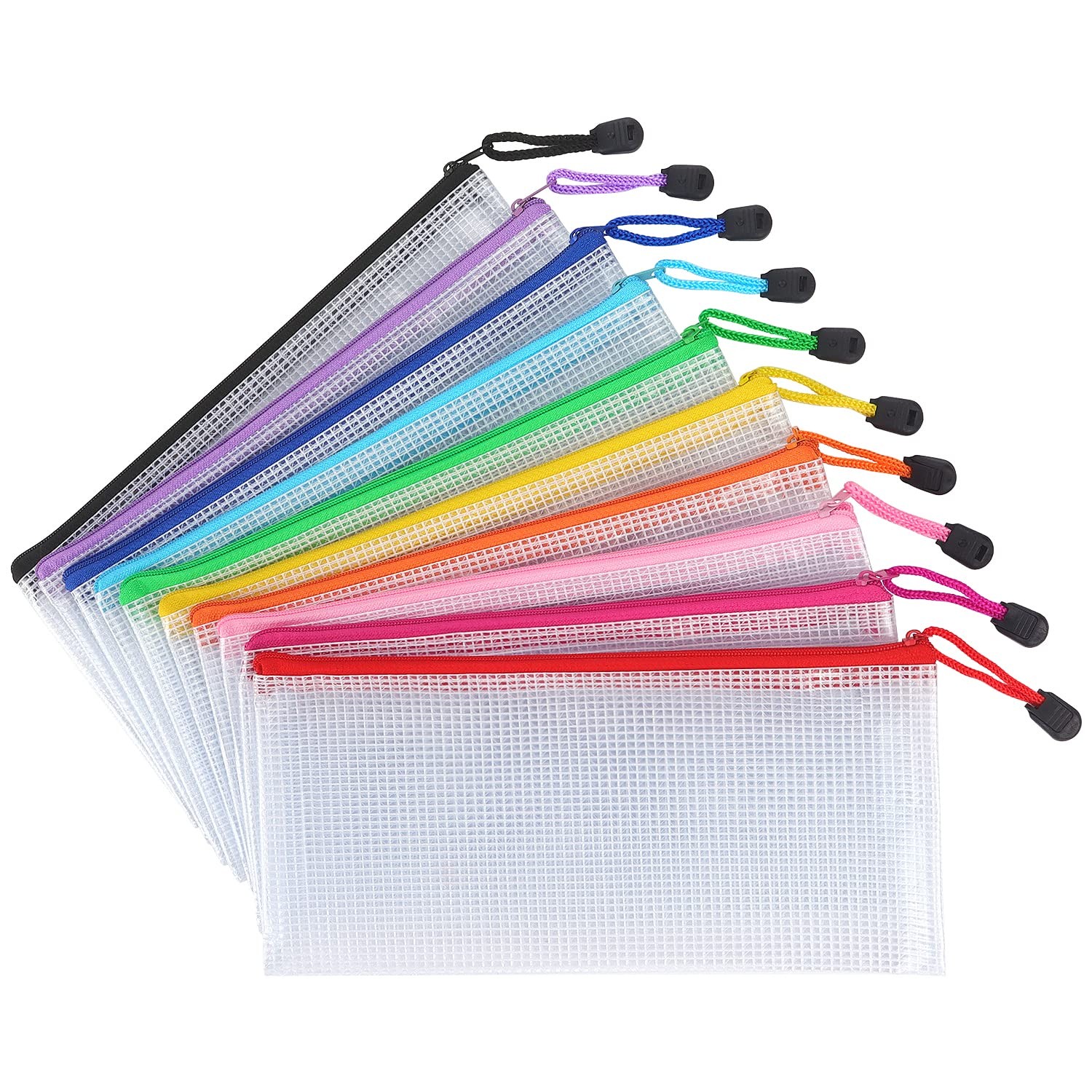 Tamaki 10 Pack Mesh Zipper Pouch Document Waterproof Zip File Bags Plastic Pe...