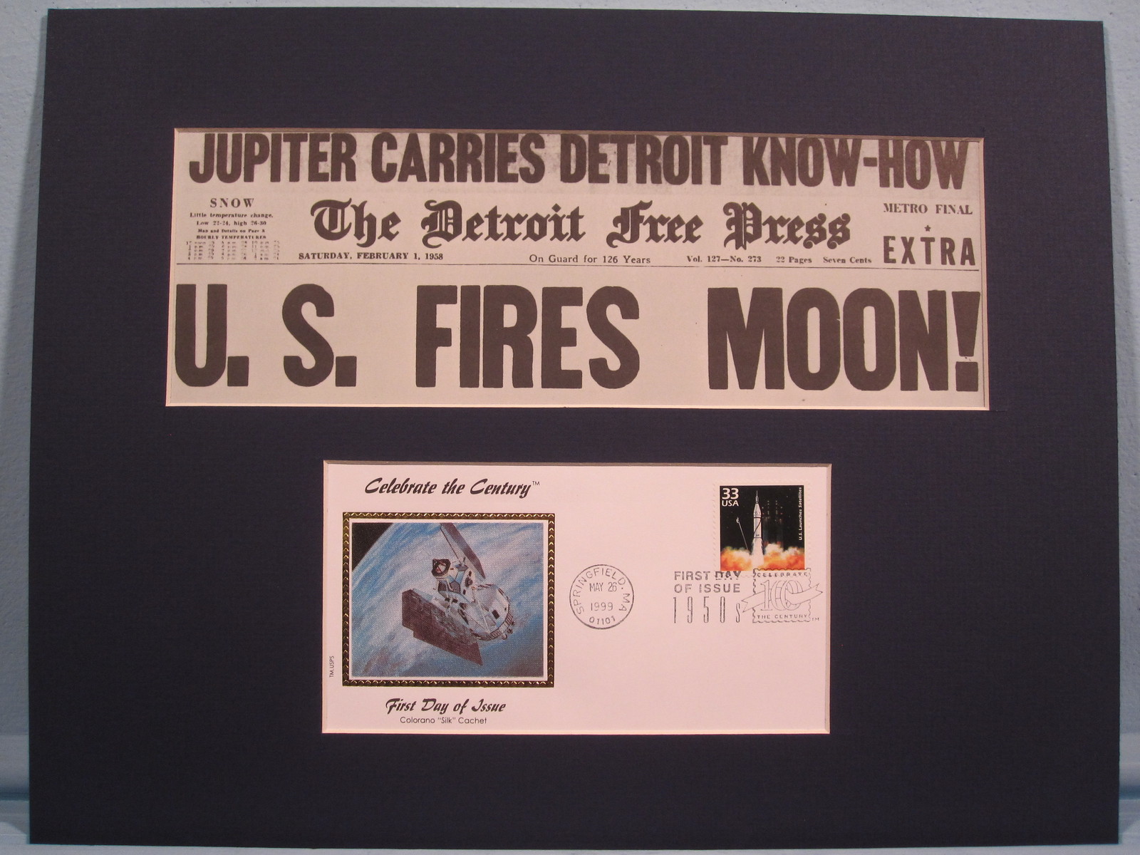 America's Jupiter Rocket sends the first satellite into Space & First Day Cover