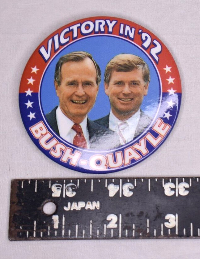 Victory in 1992 Bush Quayle Slater Corp. NYC Pin Button President Election