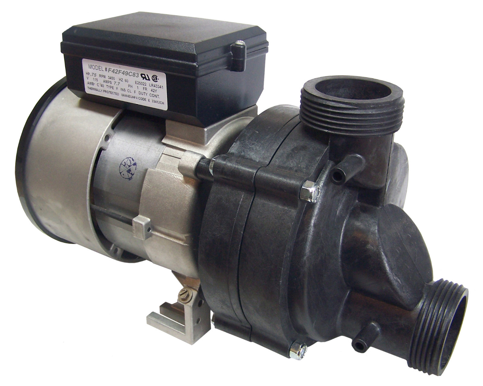 Pedicure Chair Jet Pump - 3/4hp, 7.7 amps, 115 volts w/ Cord and Air Switch