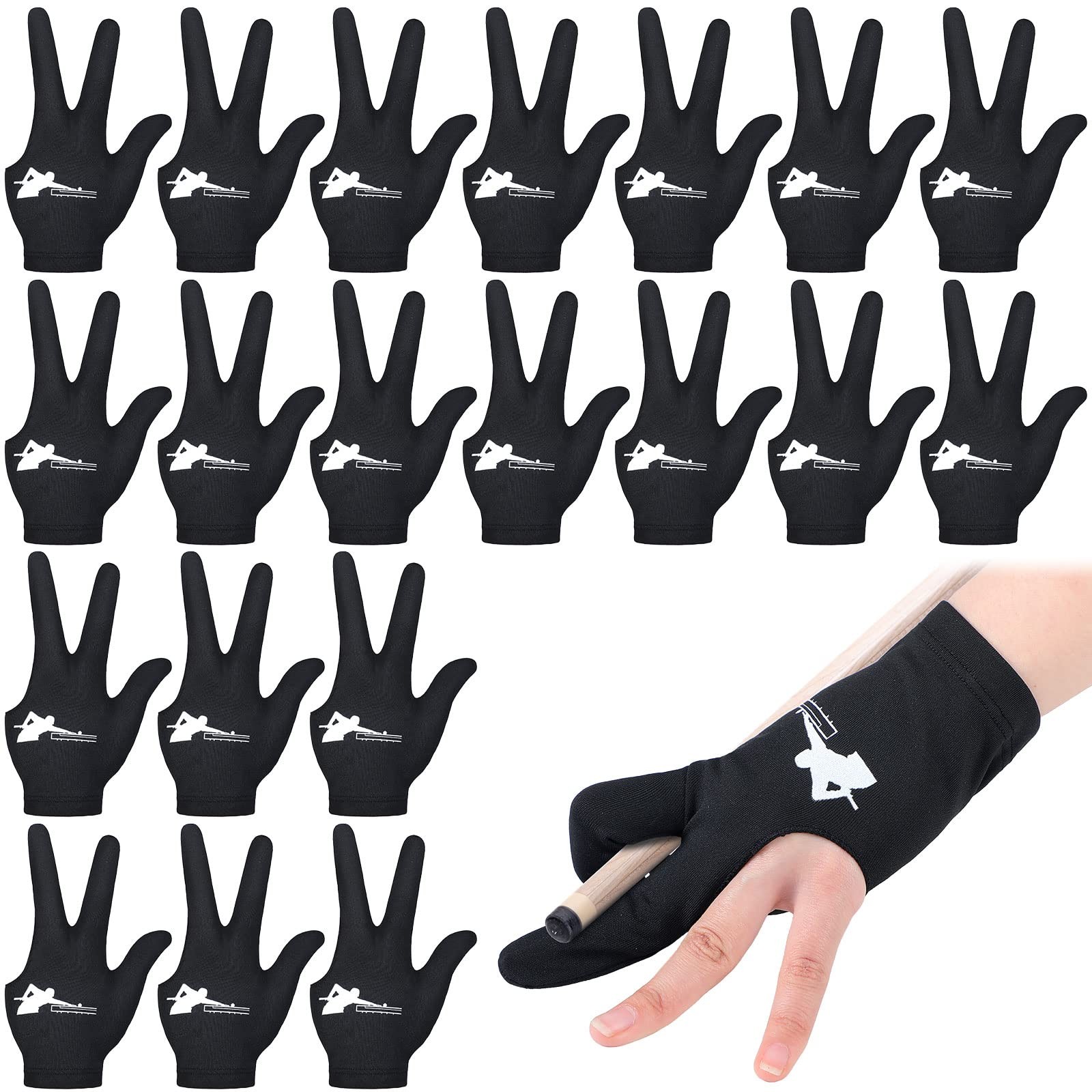 20 Pcs Billiard Pool Gloves Three Fingers Billiard Shooters Gloves Snooker Le...