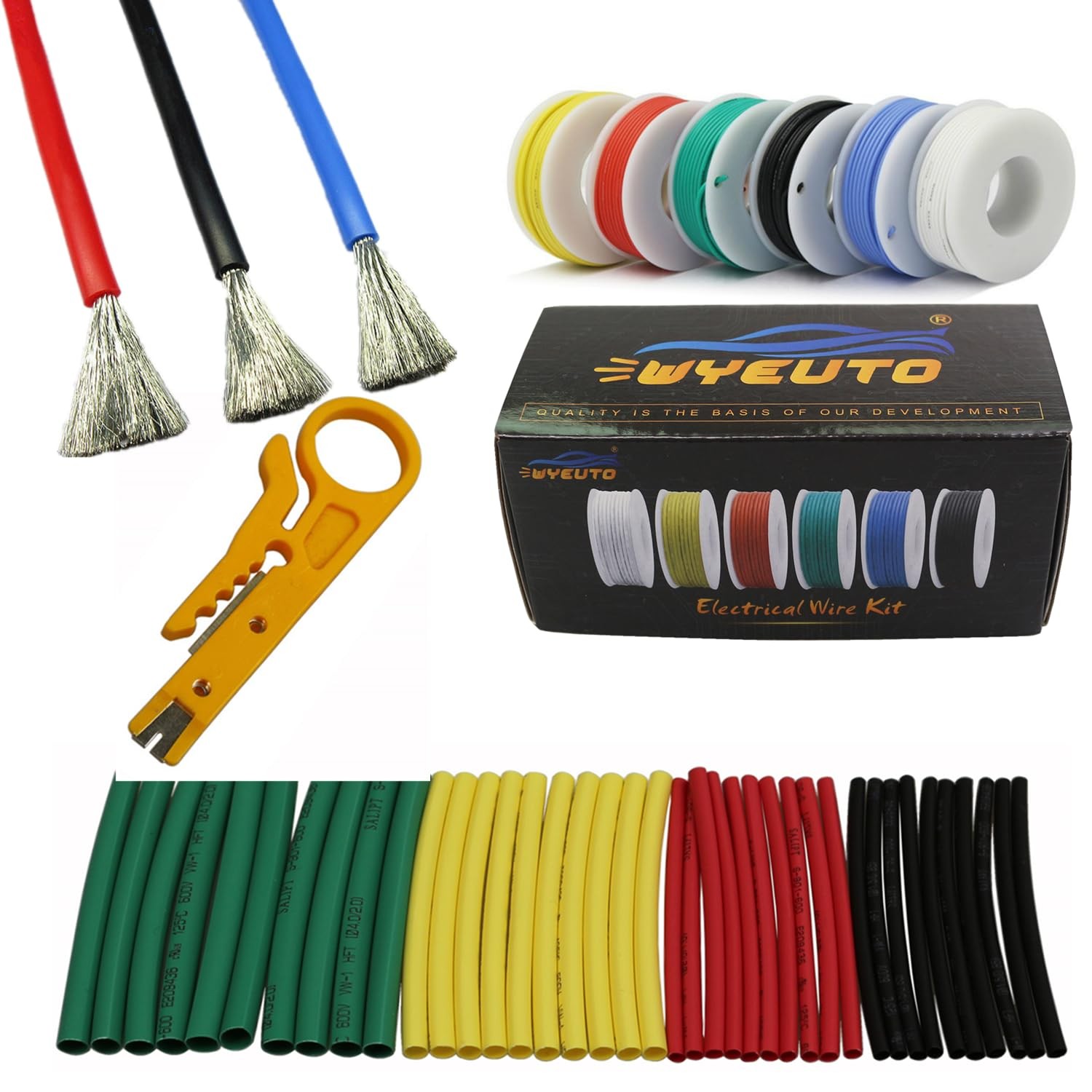 22awg Stranded Wire Core Hook up Wires-6 Different Yellow,Blue,White,Green