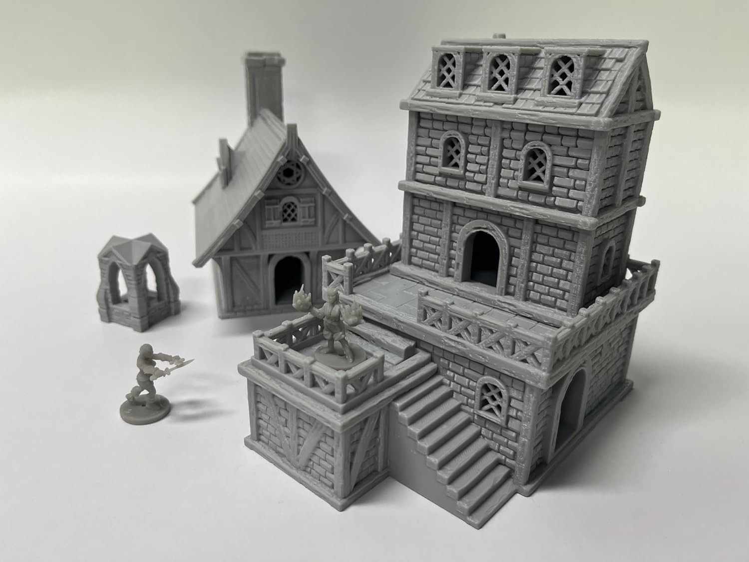 Medieval Miniature Building Terrain Set Compatible with Tabletop RPG War Games