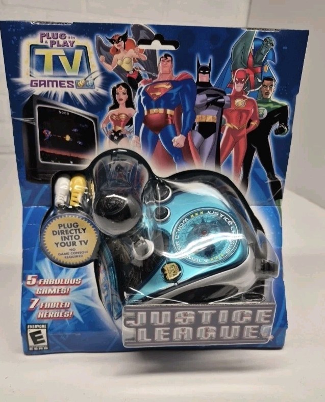 Justice League Jakks Pacific Plug & Play Electronic 5-in-1 TV Game NIB