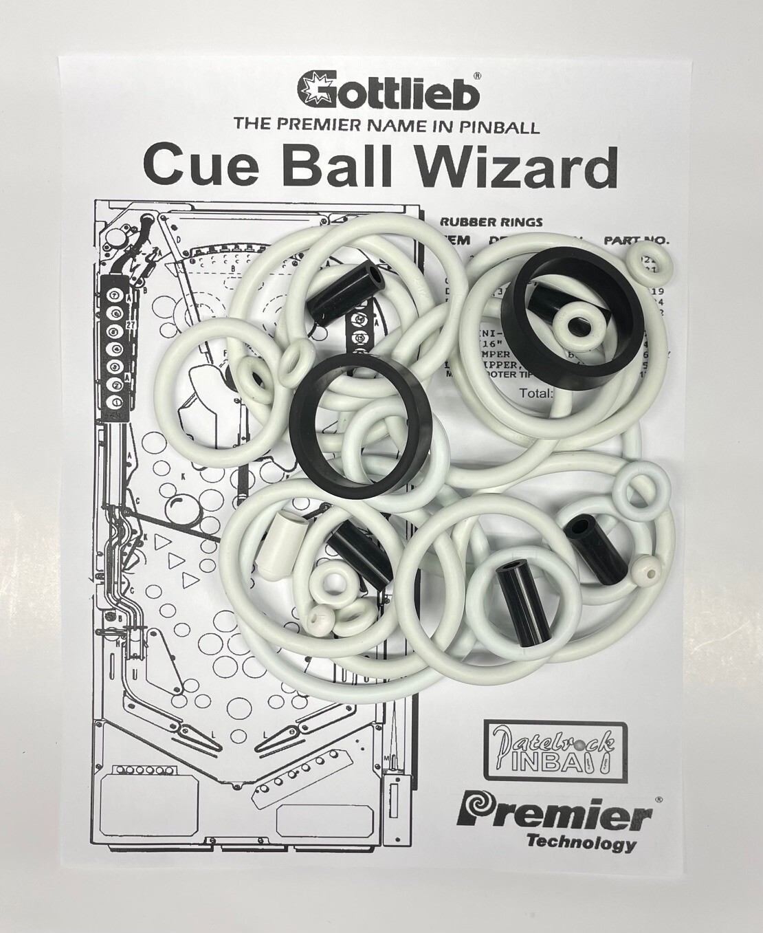 1992 Gottlieb / Premier Cue Ball Wizard Pinball Machine Rubber Ring Kit