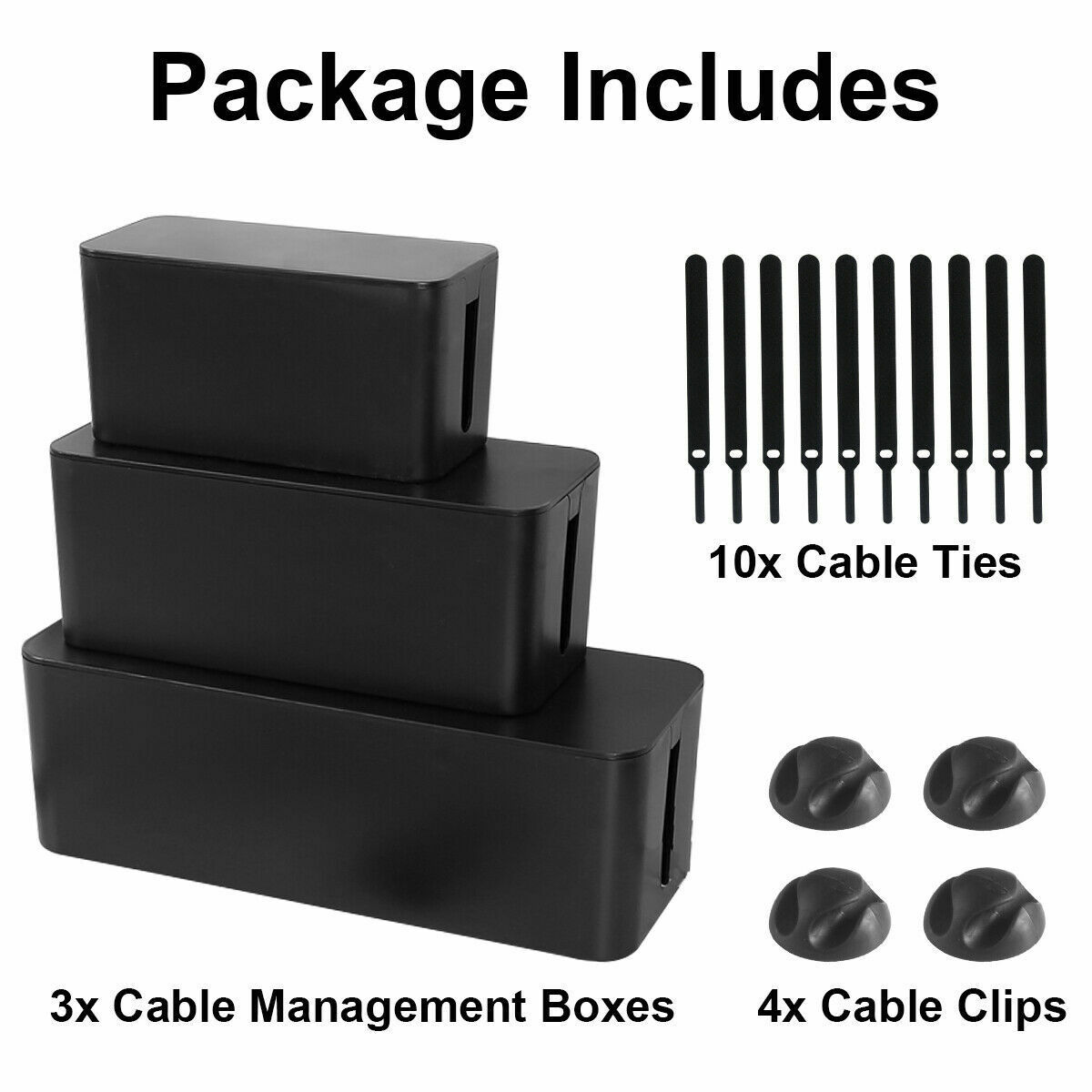 Cables Management Storage Box Set 3 Size Power Strips Cable Socket Organizer Box