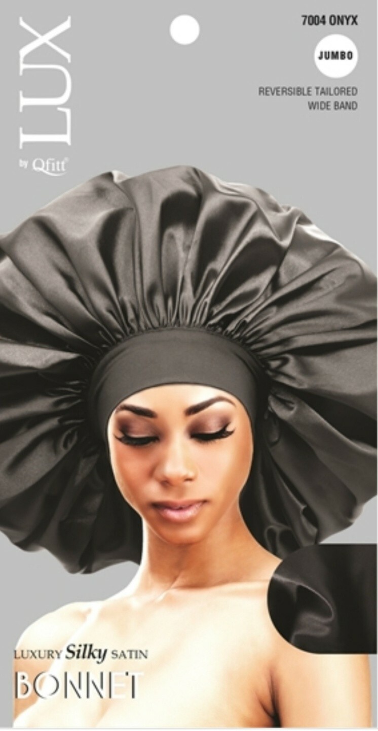 Bonnet WideBand Jumbo Size NightSleep Luxury Cover Silk Onyx Black Secure Fit 