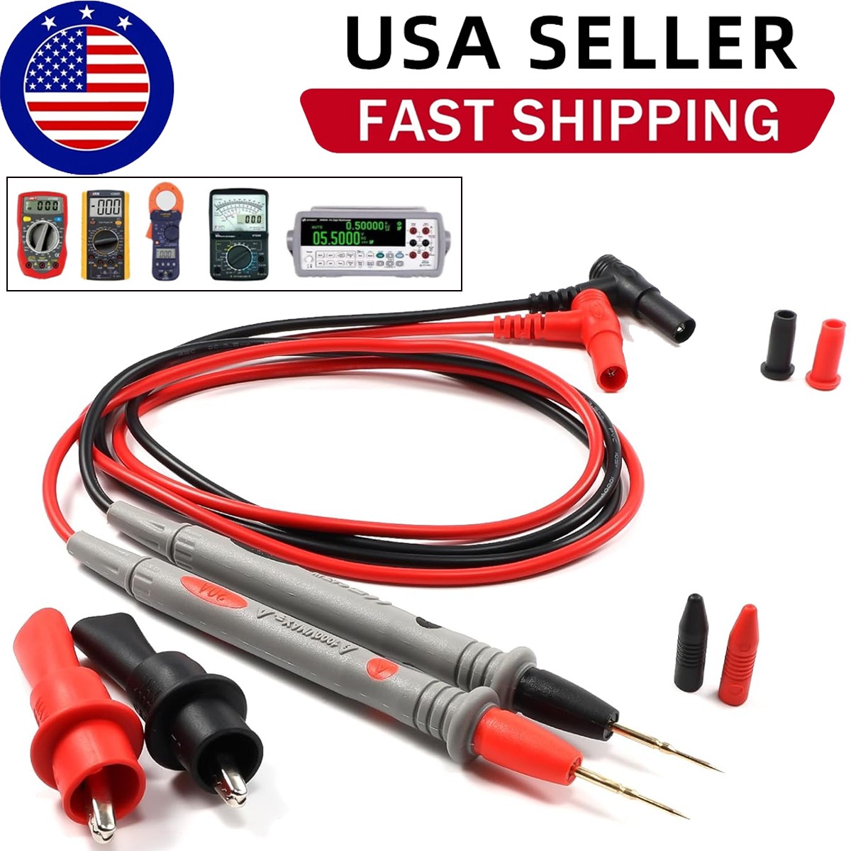 1000V 20A Digital Multimeter Universal Probe Wire Cable Test Lead Alligator Clip