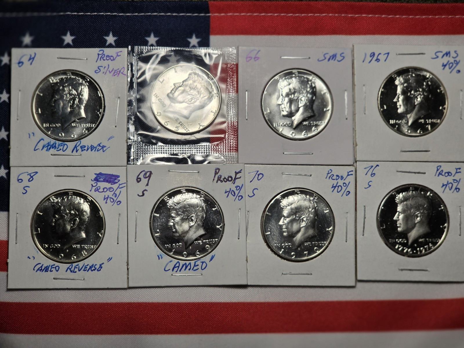 1964 -1976  Kennedy Half Dollar Set - 40% SILVER PROOF & SMS   "FREE SHIPPING"