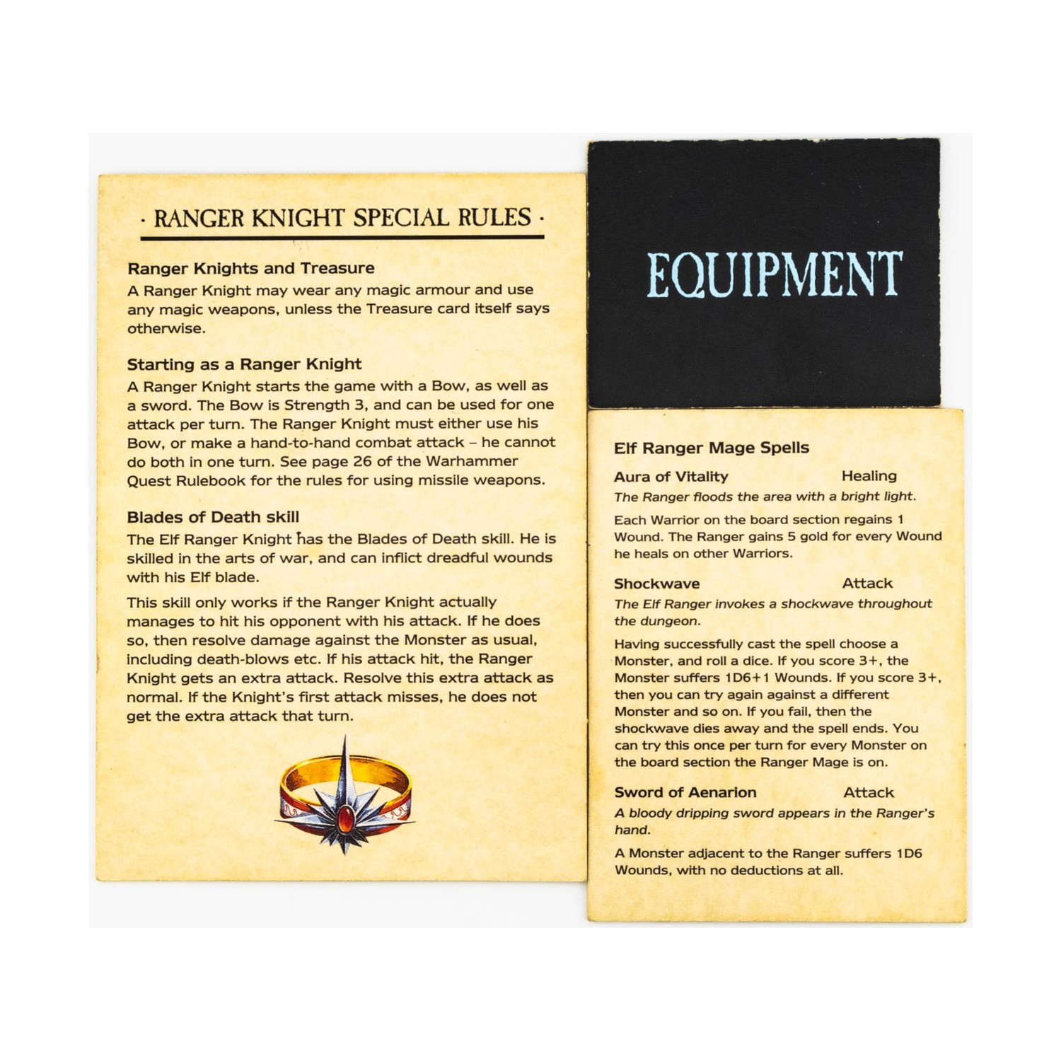 GW Warhammer Quest Warrior Pack - Elf Ranger - Cards Only! EX