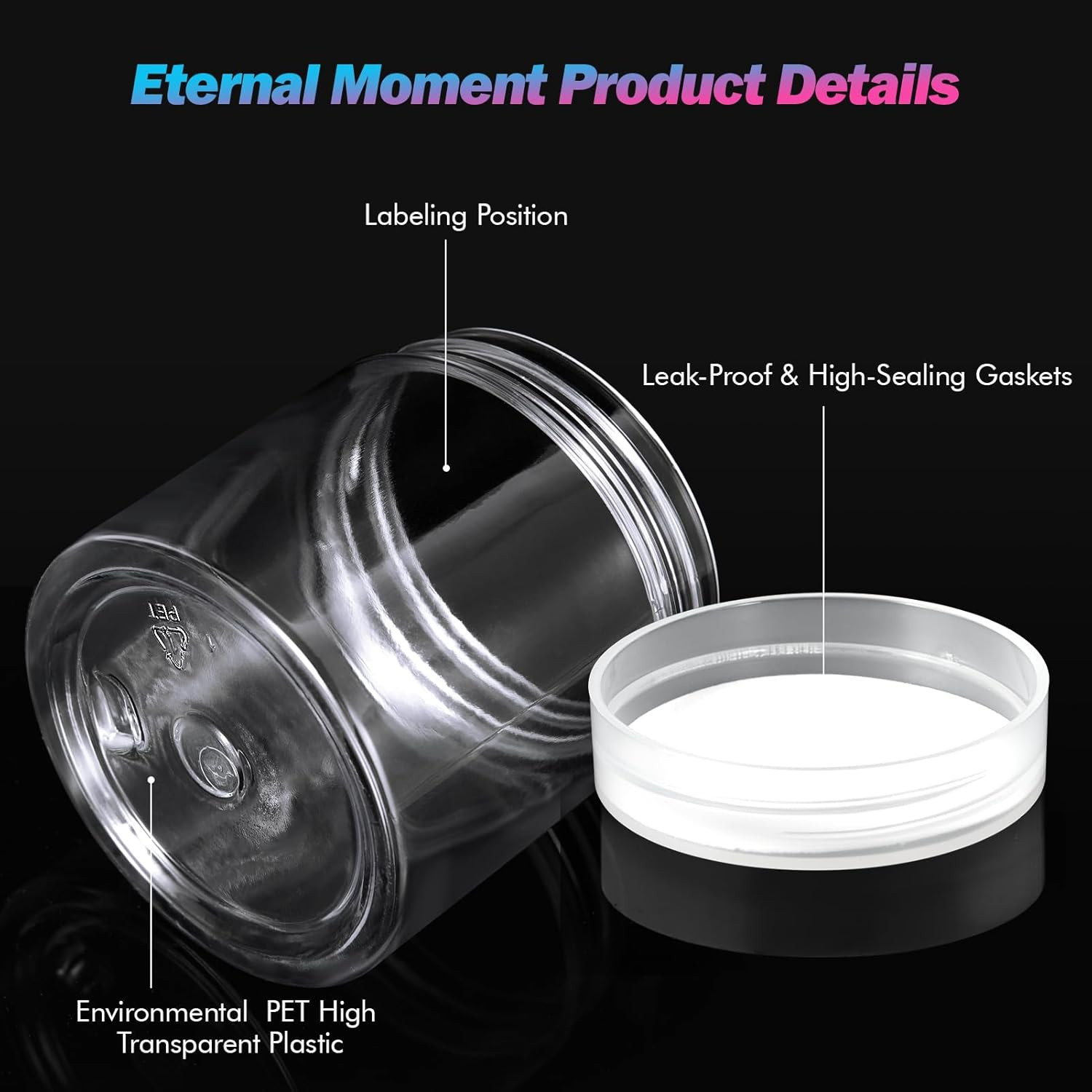 36 Pack 4 OZ Plastic Jars round Clear Cosmetic Container Jars with Clear Lids, P