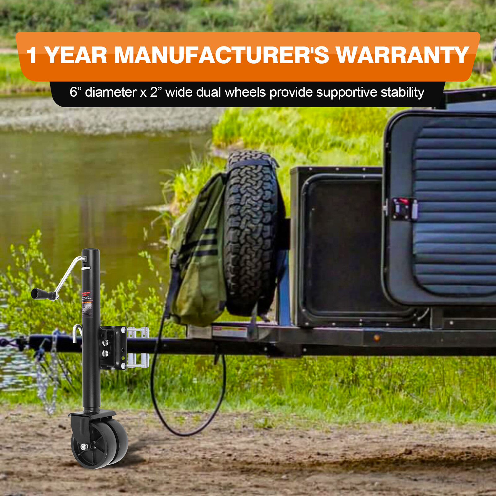 Swivel Bolt on Boat Trailer Jack Stand Dual Wheel 2000 lbs 12"Lift RV Utility