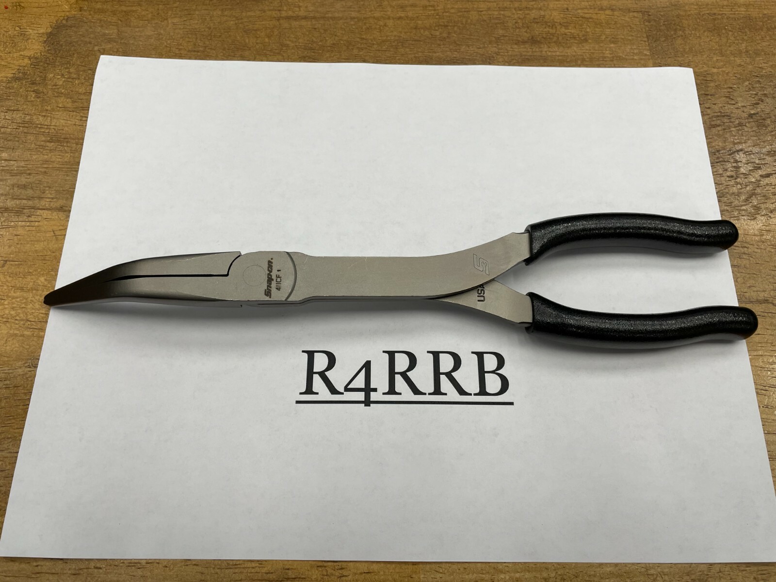 Snap-On Tools NEW BLACK Soft Grip 11" Long 35° Bent Needle Nose Pliers 411CFBK