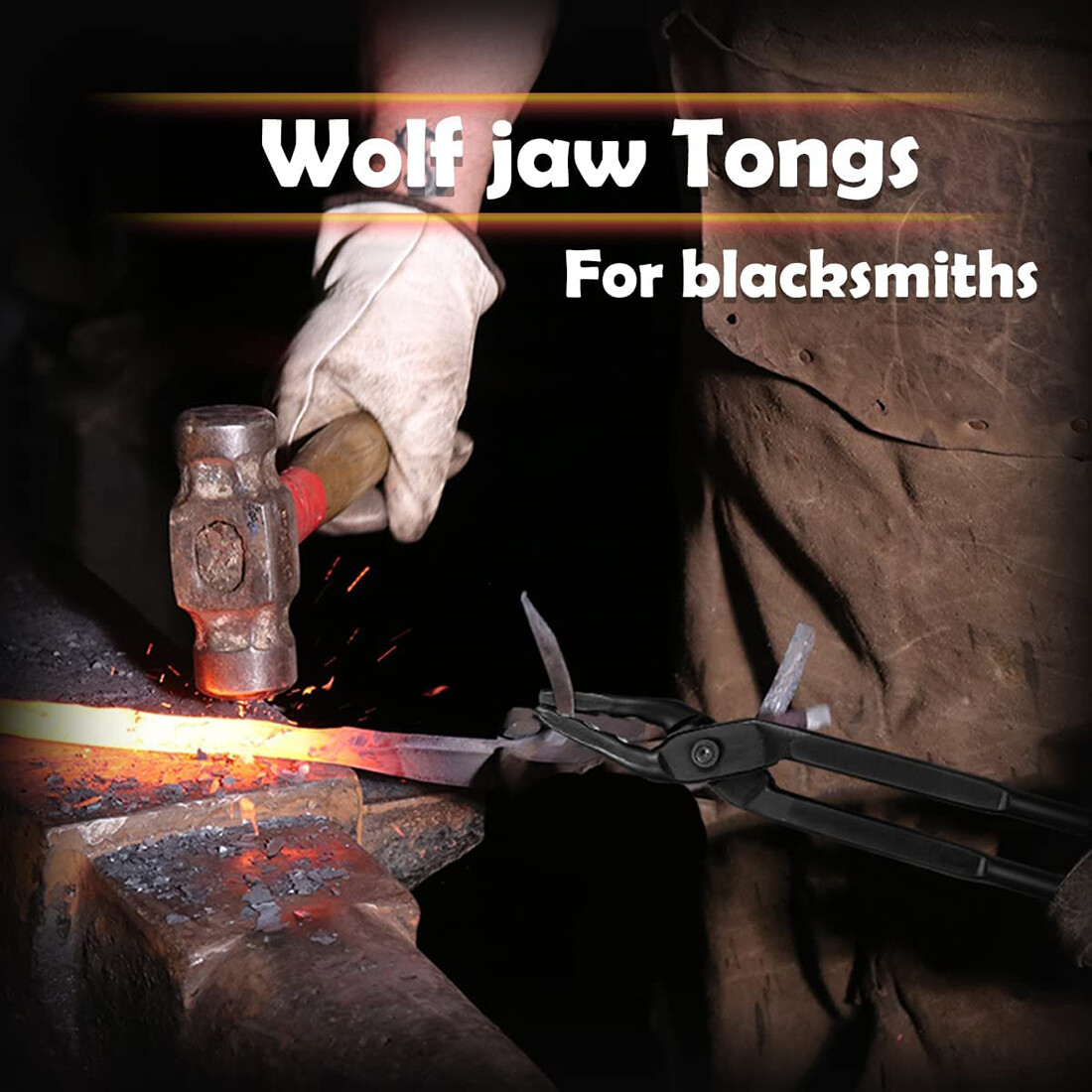 16 inch Wolf Jaw Blacksmithing Tongs Multipurpose Forge Tool Beginner Bladesmith
