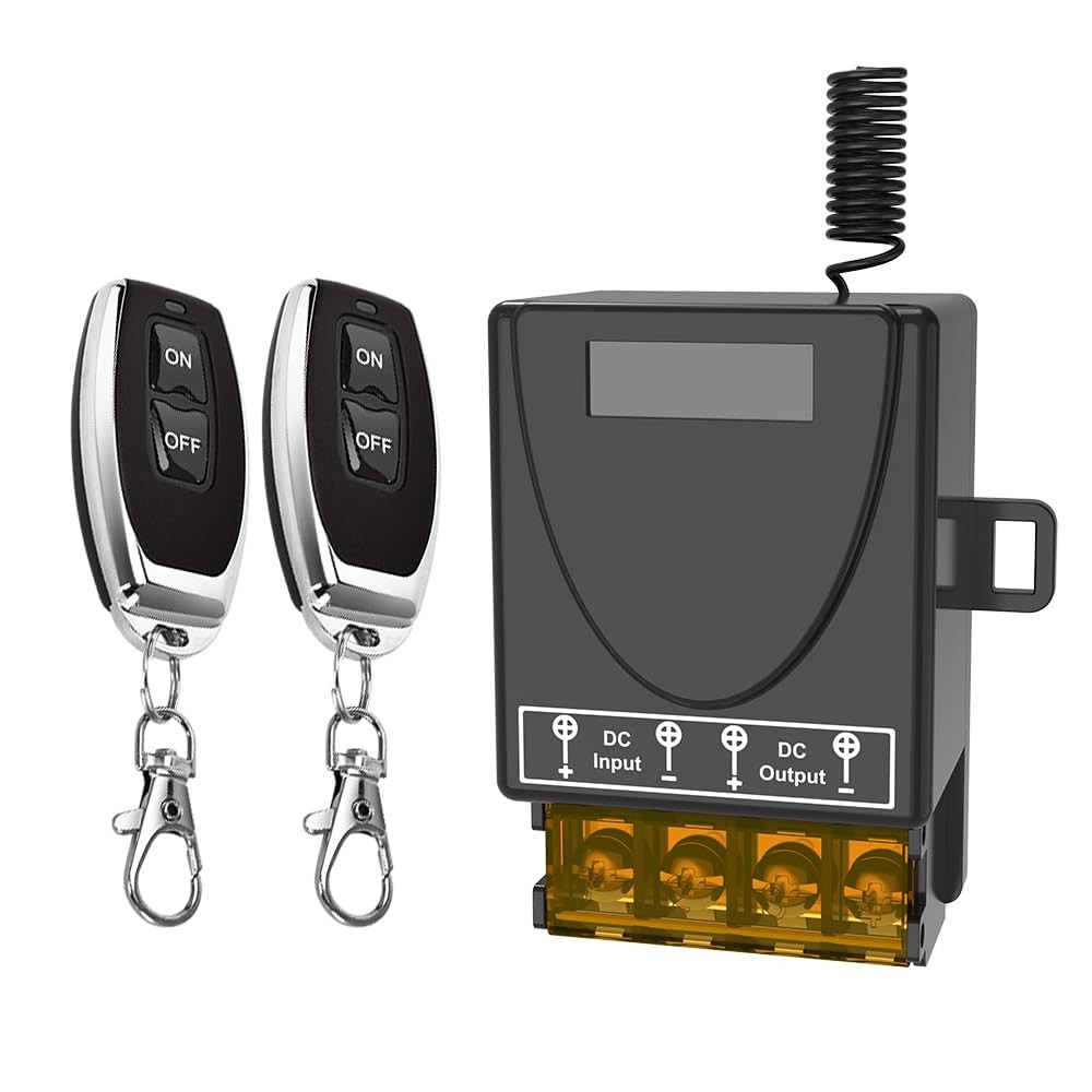 12V Remote Switch Wireless, Malictele DC12V/24V/48V/72V 30A Relay RF BLACK