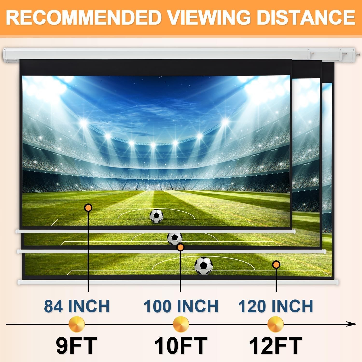 120" Motorized 4:3 Projector Screen 4K HD Electric Automatic Retractable, Remote