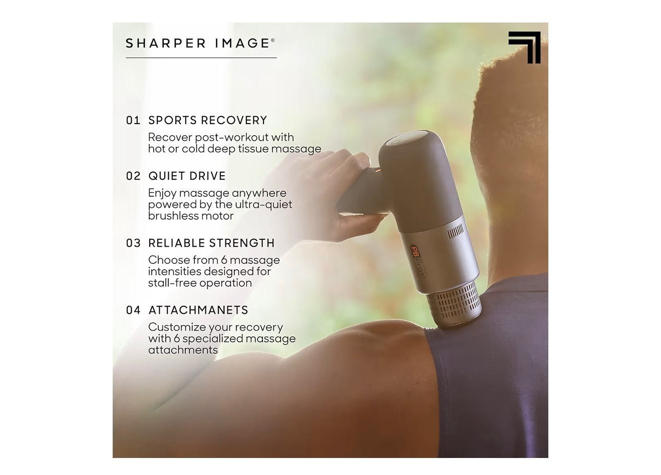 Sharper Image Pistola de masaje de tejido profundo con percusión, masajeador