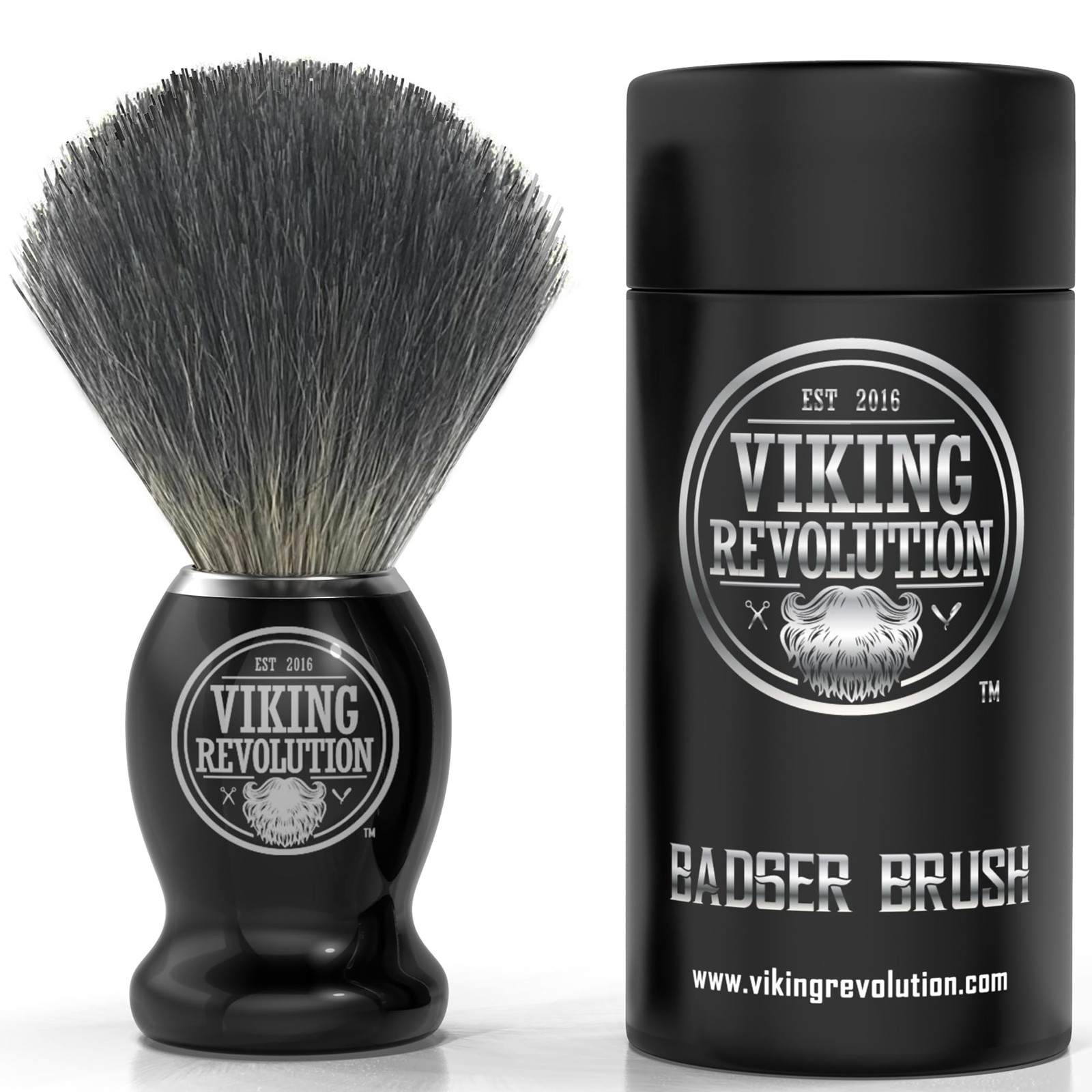 Viking Revolution Badger Hair Shaving Brush- Shave 1 Count (Pack of 1), Black