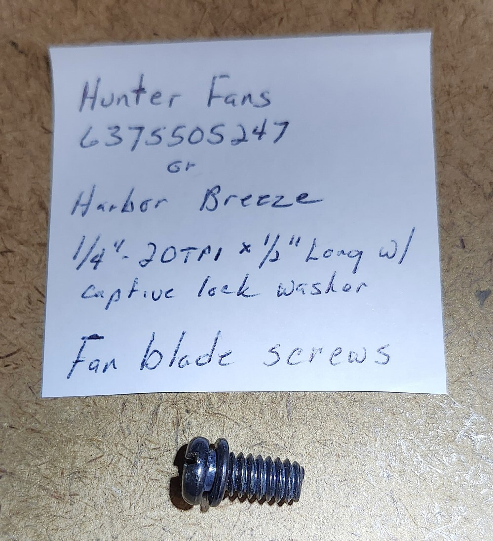 Hunter Fans or Harbor Breeze p/n  6375505247: Fan blade screws, black
