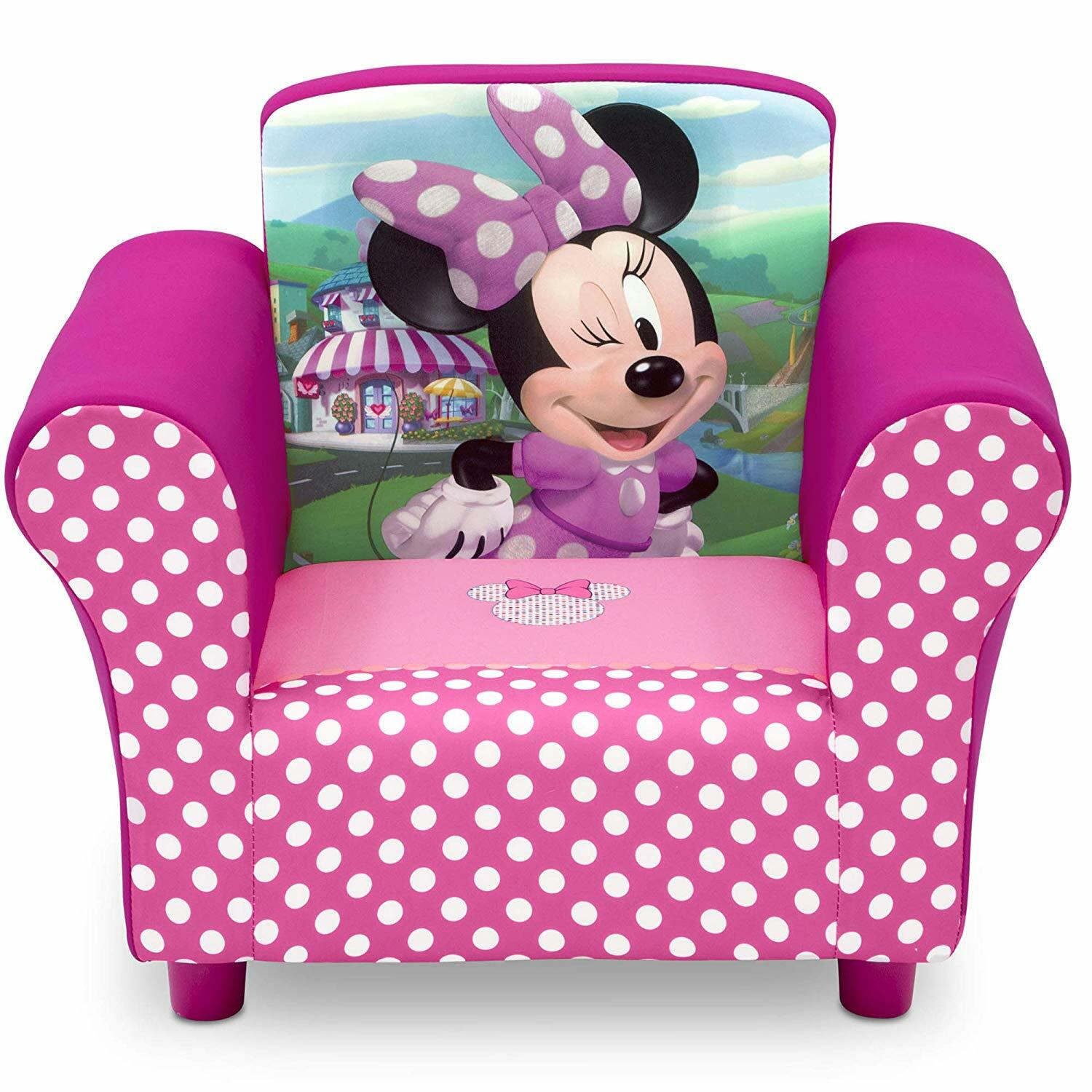 Kids Chair Mini Mouse Upholstered Seat Childrens Furniture Toddler Pink Pokadot