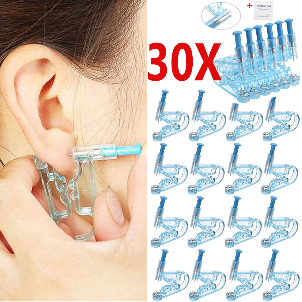 Disposable 30X Blue Safety Ear Piercing Gun Unit Tool With Asepsis Piercer Stud