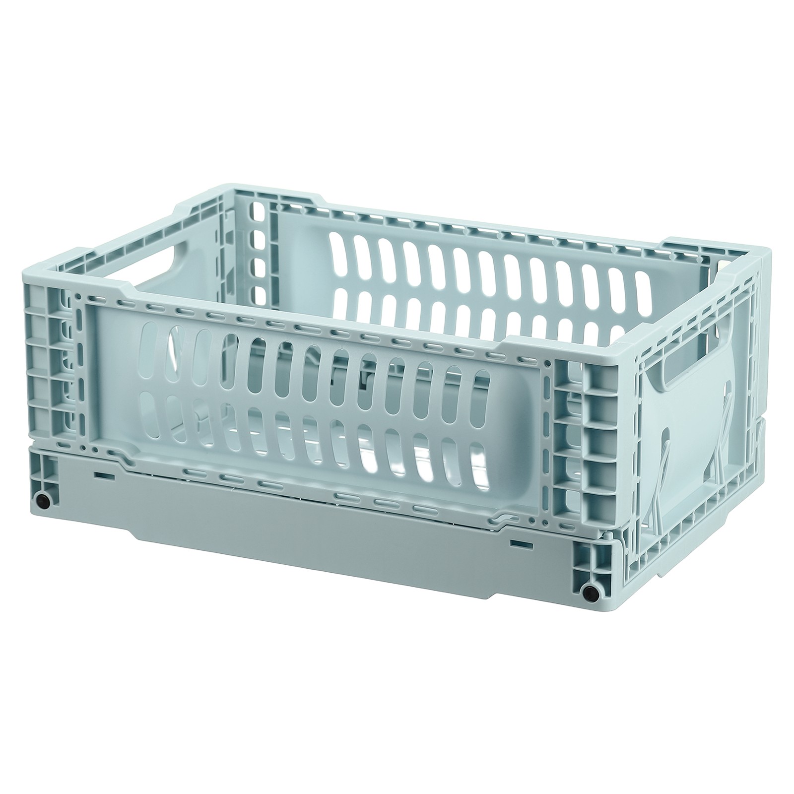 Collapsible Crates, 11.7x7.8x4.7" Small Plastic Storage Baskets, Light Blue