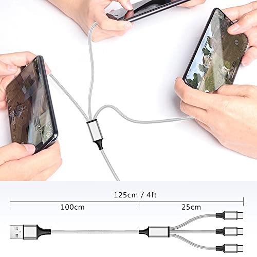 Multi Charging Cable, USB C Splitter Cable, 3 in 1 Fast Charging Cord with 3