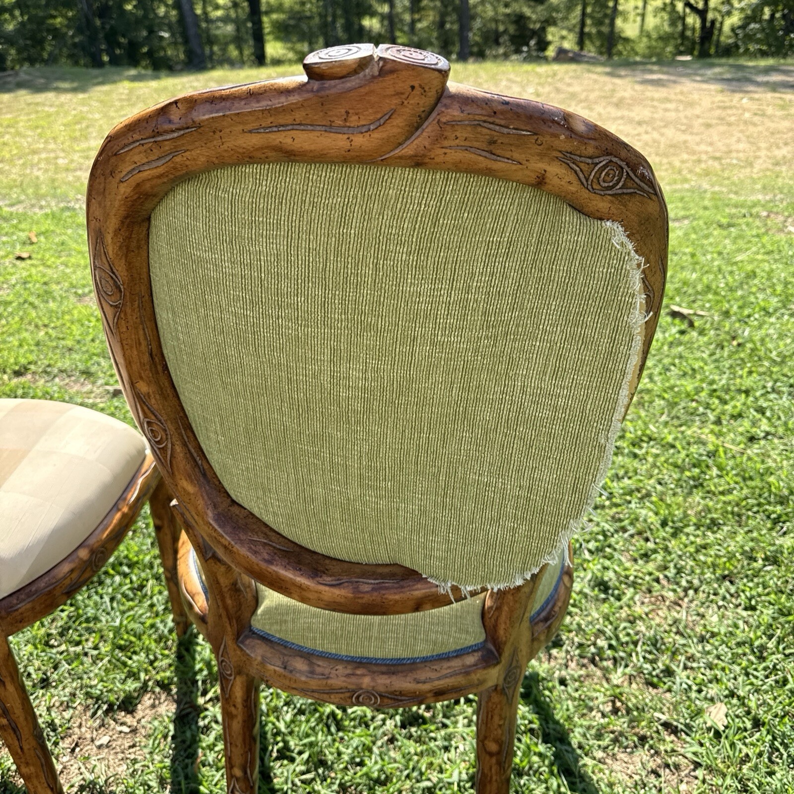 Casa Stradivari Dining Chairs Lot Of 3 Fabric Damaged And Wood Scuffed CPU ONLY