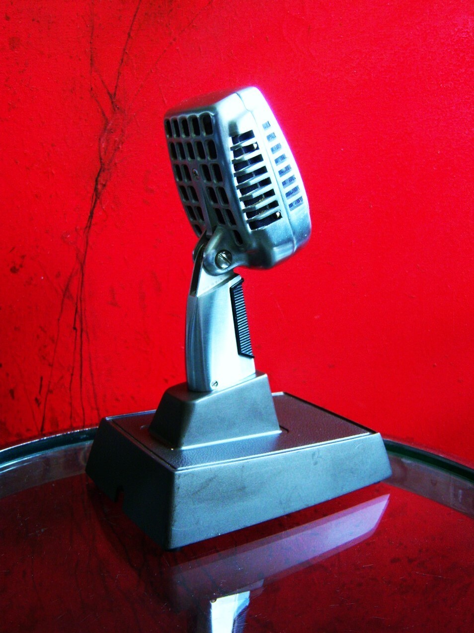 Vintage 1960's Shure 737A crystal super cardioid microphone w period S37A stand