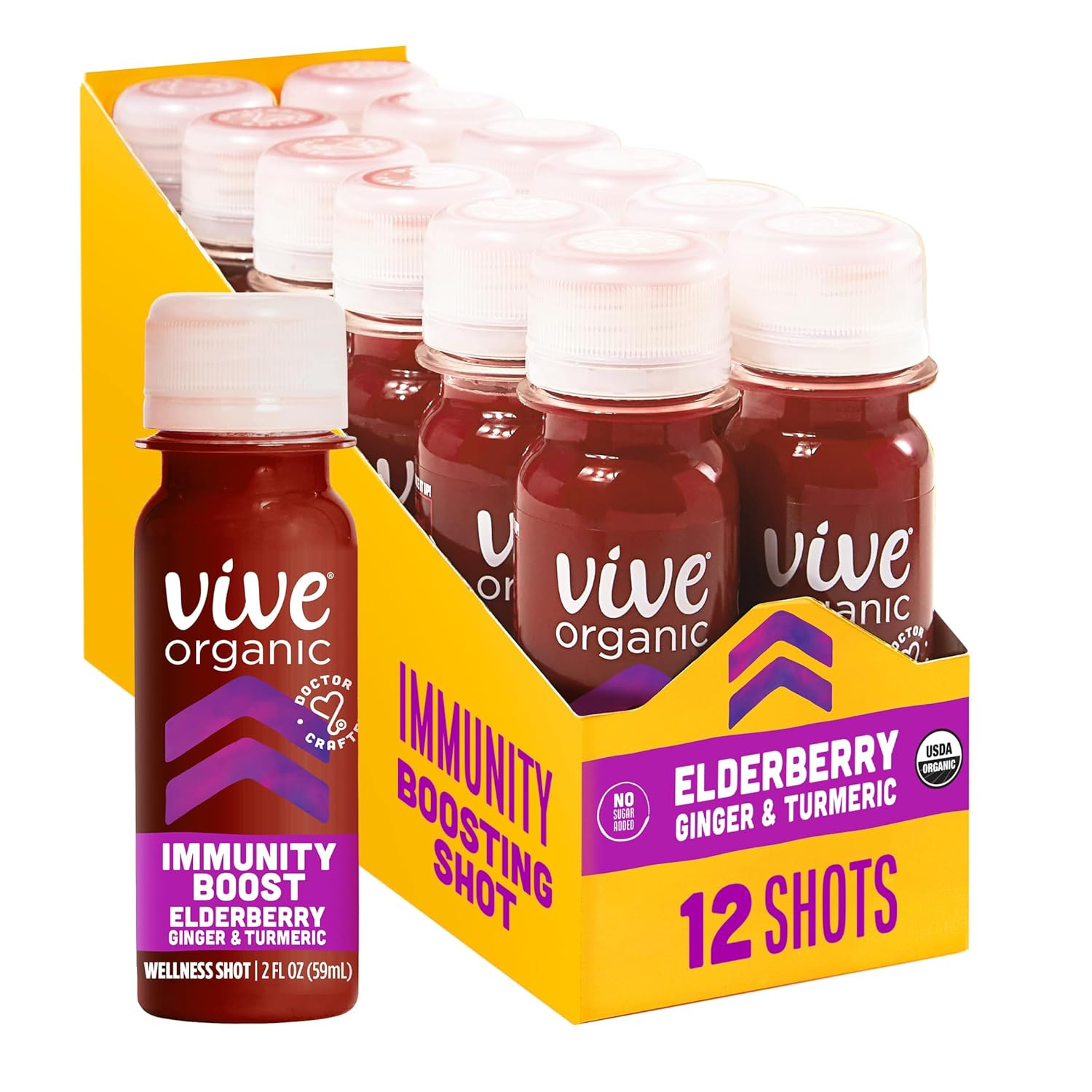 Immune Support Elderberry Shot, Cold-Pressed Turmeric & Ginger, Gluten Free, Veg
