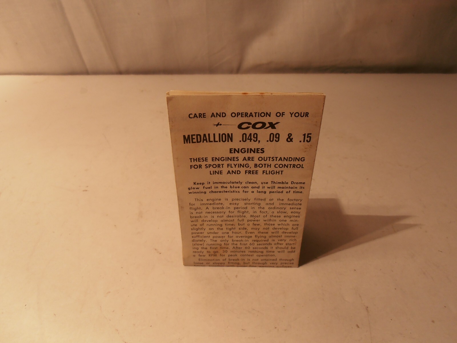 Cox Medallion 049, .15, 09 Manual
